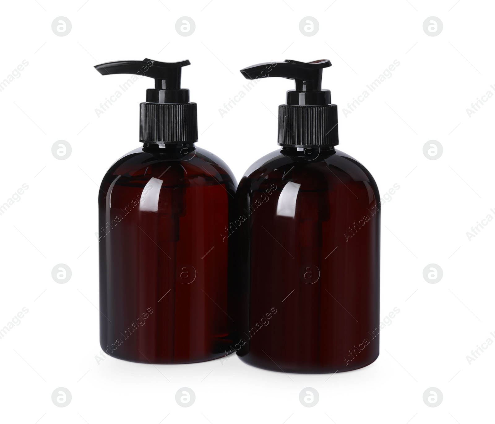 Photo of Two bottles of shampoo isolated on white