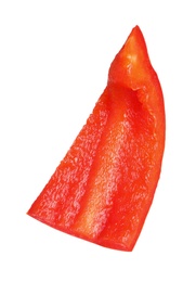 Slice of ripe red bell pepper on white background