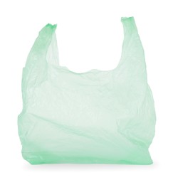 One light green plastic bag isolated on white