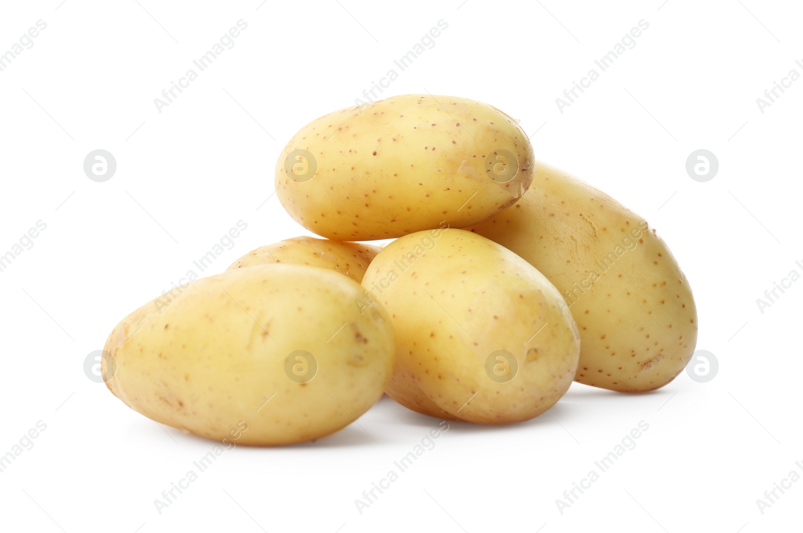 Photo of Fresh raw organic potatoes isolated on white