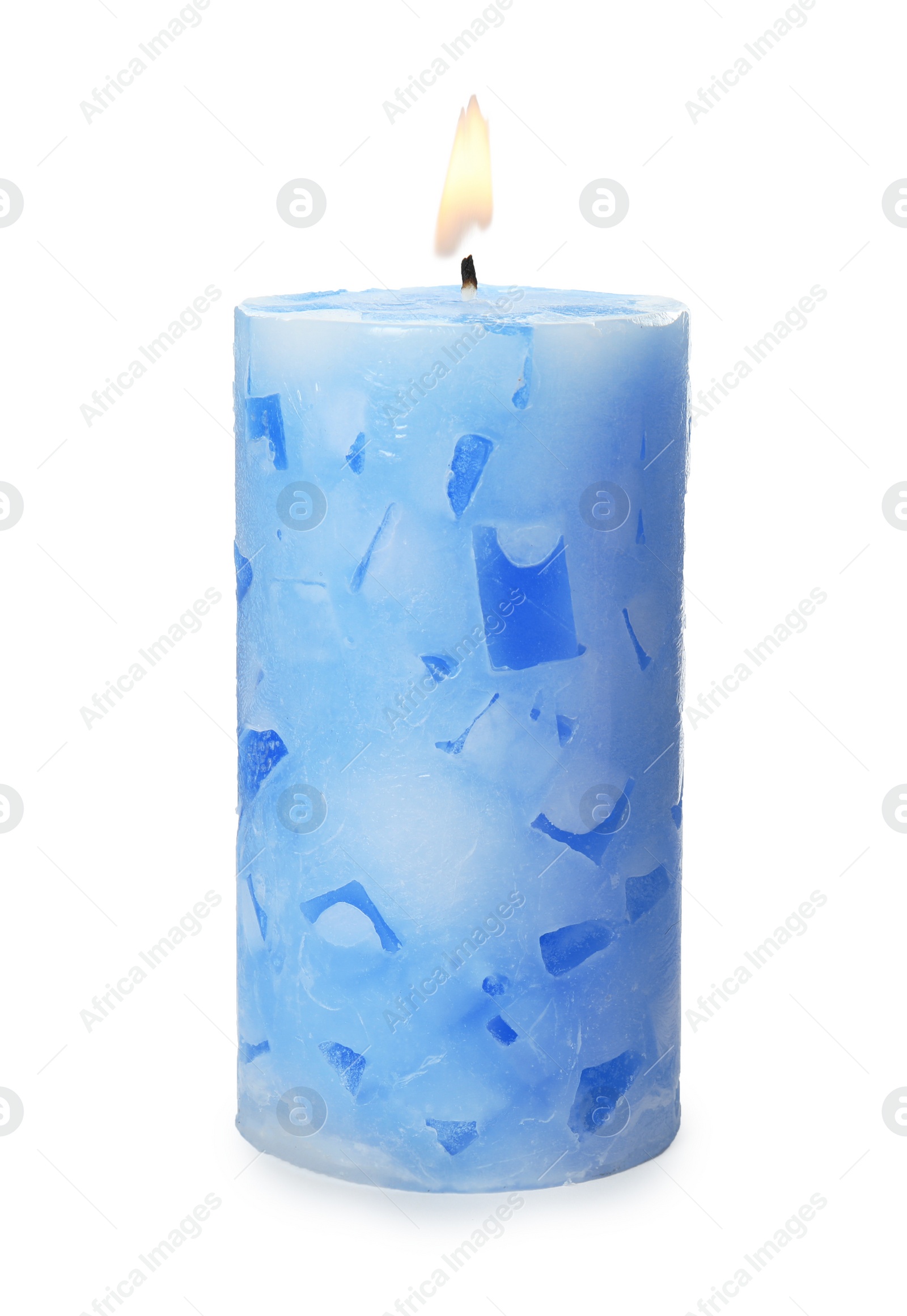 Photo of Alight color wax candle on white background