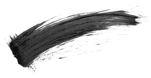 Photo of Smear of black mascara isolated on white, top view