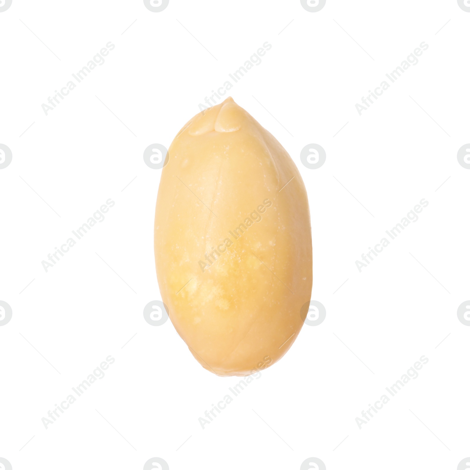 Photo of One fresh peeled peanut isolated on white