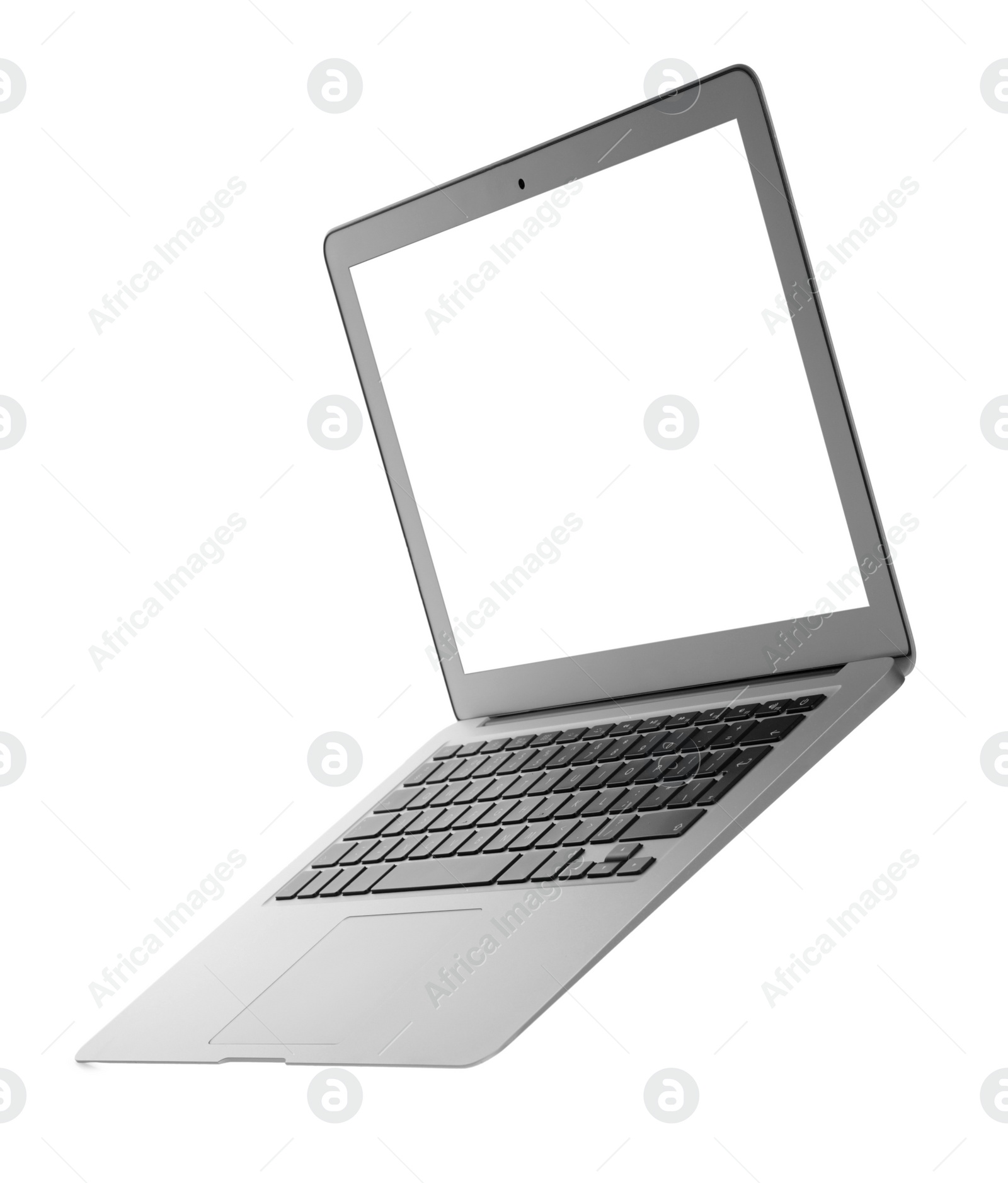 Photo of Laptop with blank screen isolated on white. Mockup for design