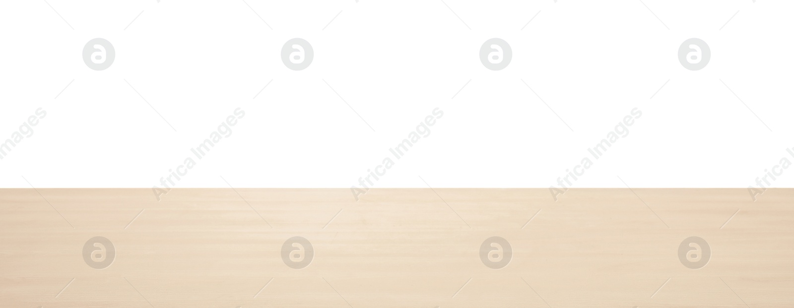 Photo of Stylish wooden table top against white background