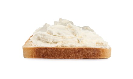 Toasted bread with cream cheese isolated on white