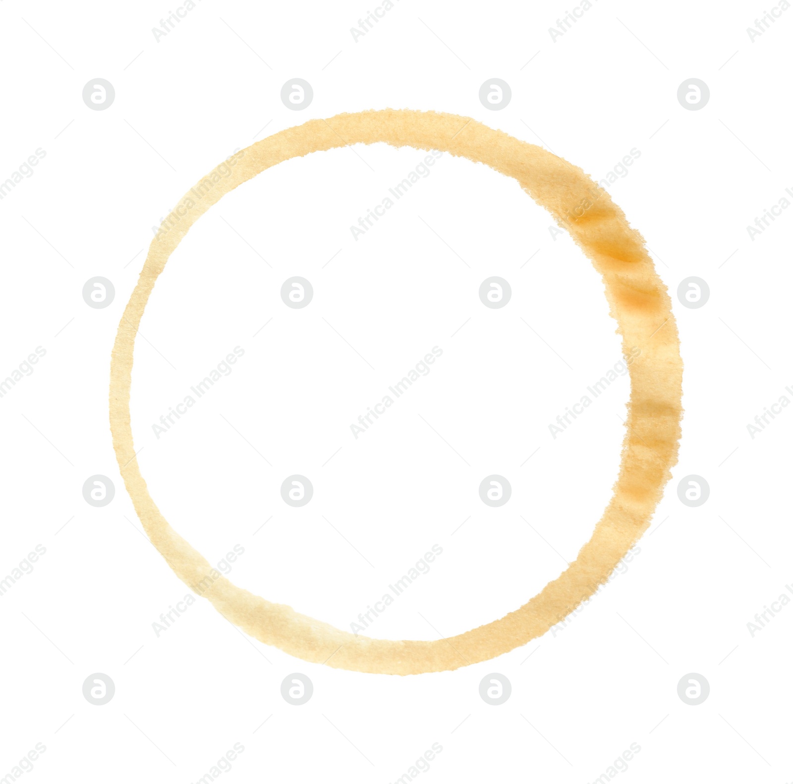 Photo of Coffee cup stain isolated on white, top view