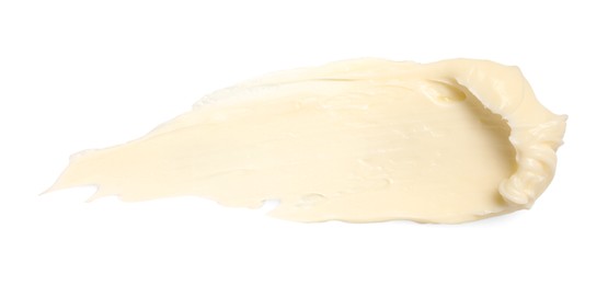 Photo of Tasty butter on white background, top view