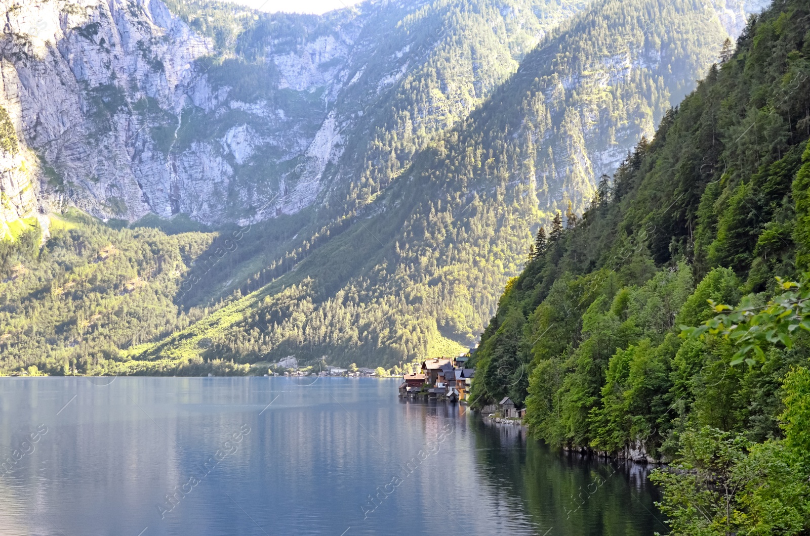 Photo of Beautiful landscape with mountains and river on sunny day