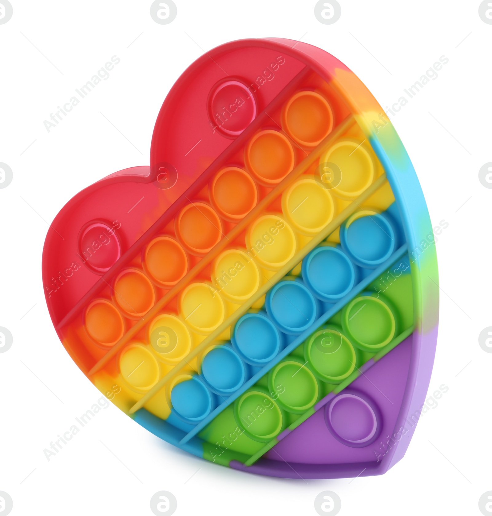 Photo of Heart shaped rainbow pop it fidget toy isolated on white