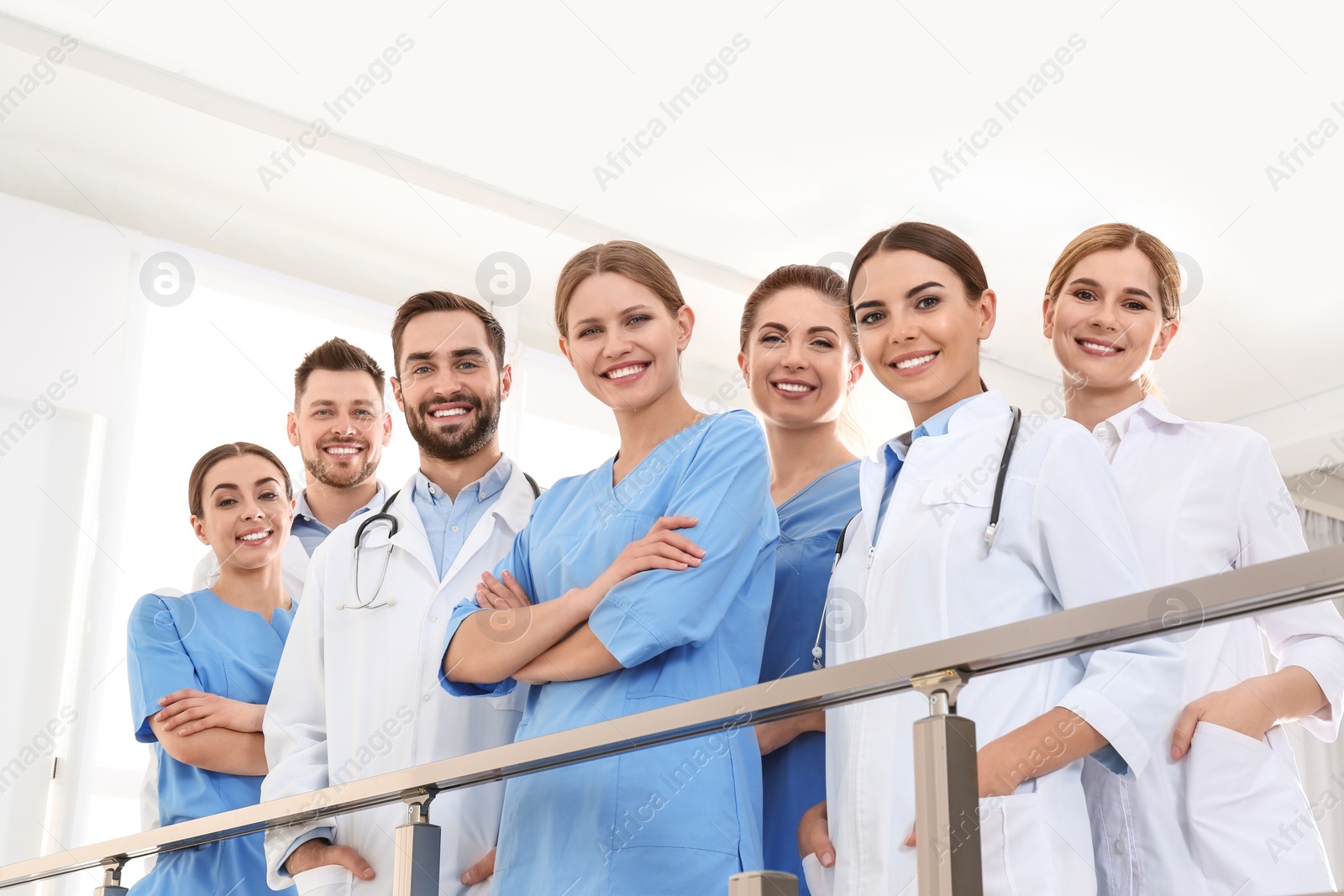 Photo of Group of medical doctors at clinic. Unity concept