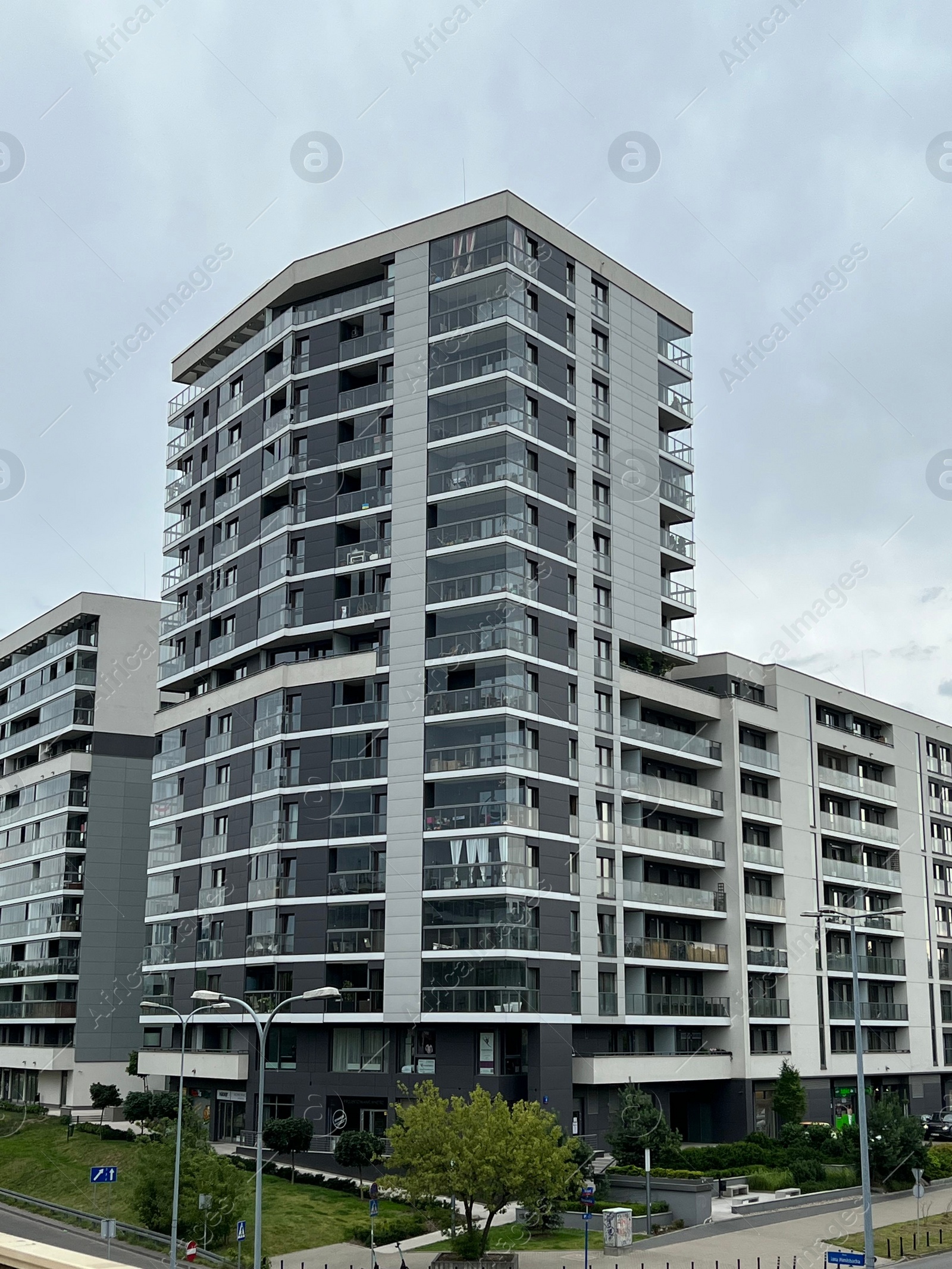 Photo of Beautiful cityscape with modern multistory residential buildings