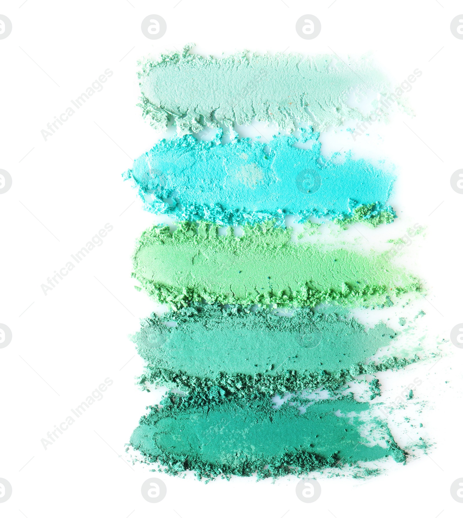 Photo of Crushed eye shadows on white background. Professional makeup products