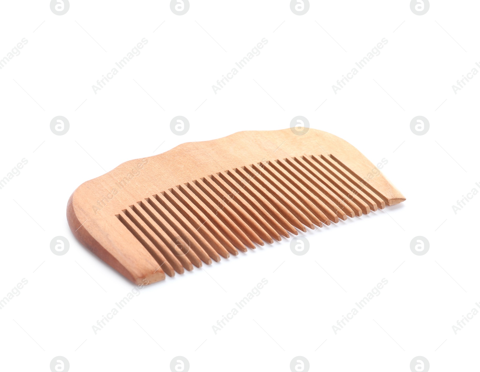 Photo of New wooden hair comb isolated on white