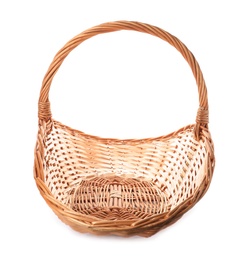 Wicker basket with handle isolated on white