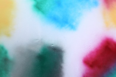 Photo of Texture of abstract spray paint as background, top view