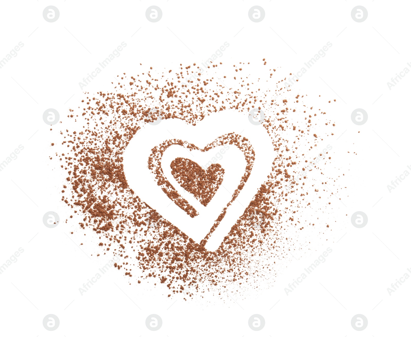 Photo of Composition with cocoa powder on white background