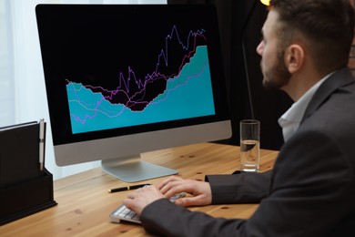 Photo of Forex trader working with computer in office