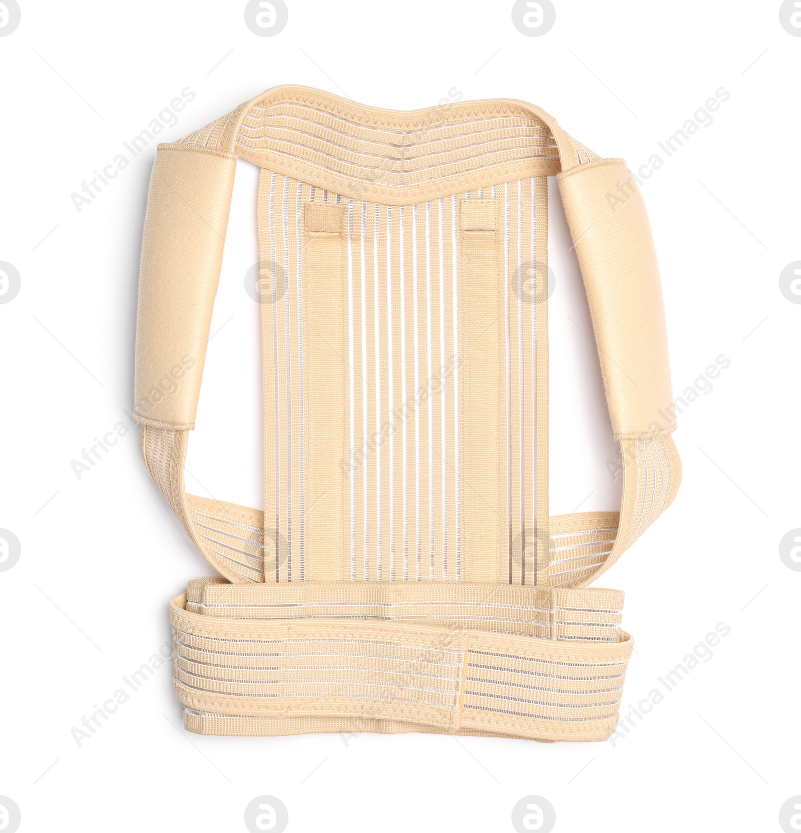 Photo of Beige posture corrector isolated on white, top view