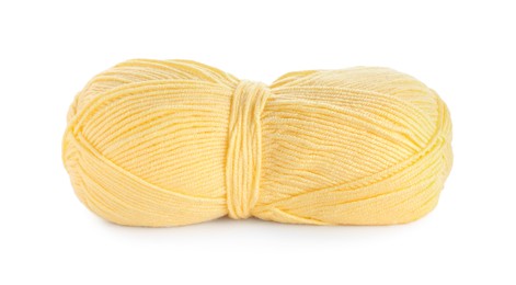 Soft yellow woolen yarn isolated on white