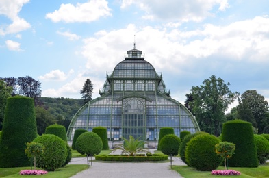 VIENNA, AUSTRIA - JUNE 19, 2018: Palm House in Schonbrunn Palace park