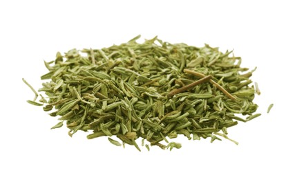 Pile of dried thyme isolated on white