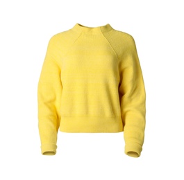 Photo of Stylish knitted yellow sweater isolated on white