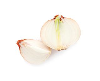 Photo of Pieces of fresh onion isolated on white