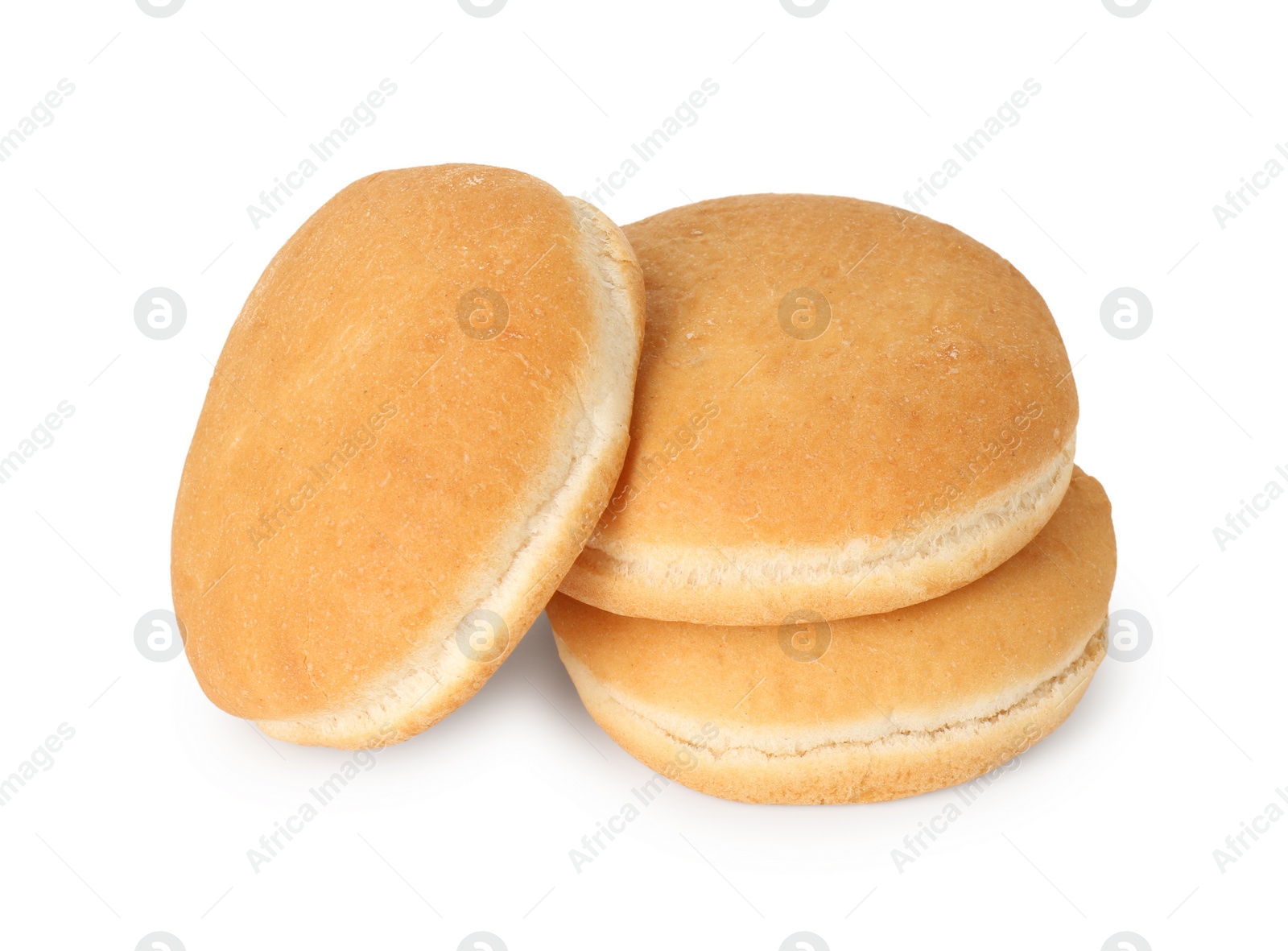 Photo of Three fresh burger buns isolated on white