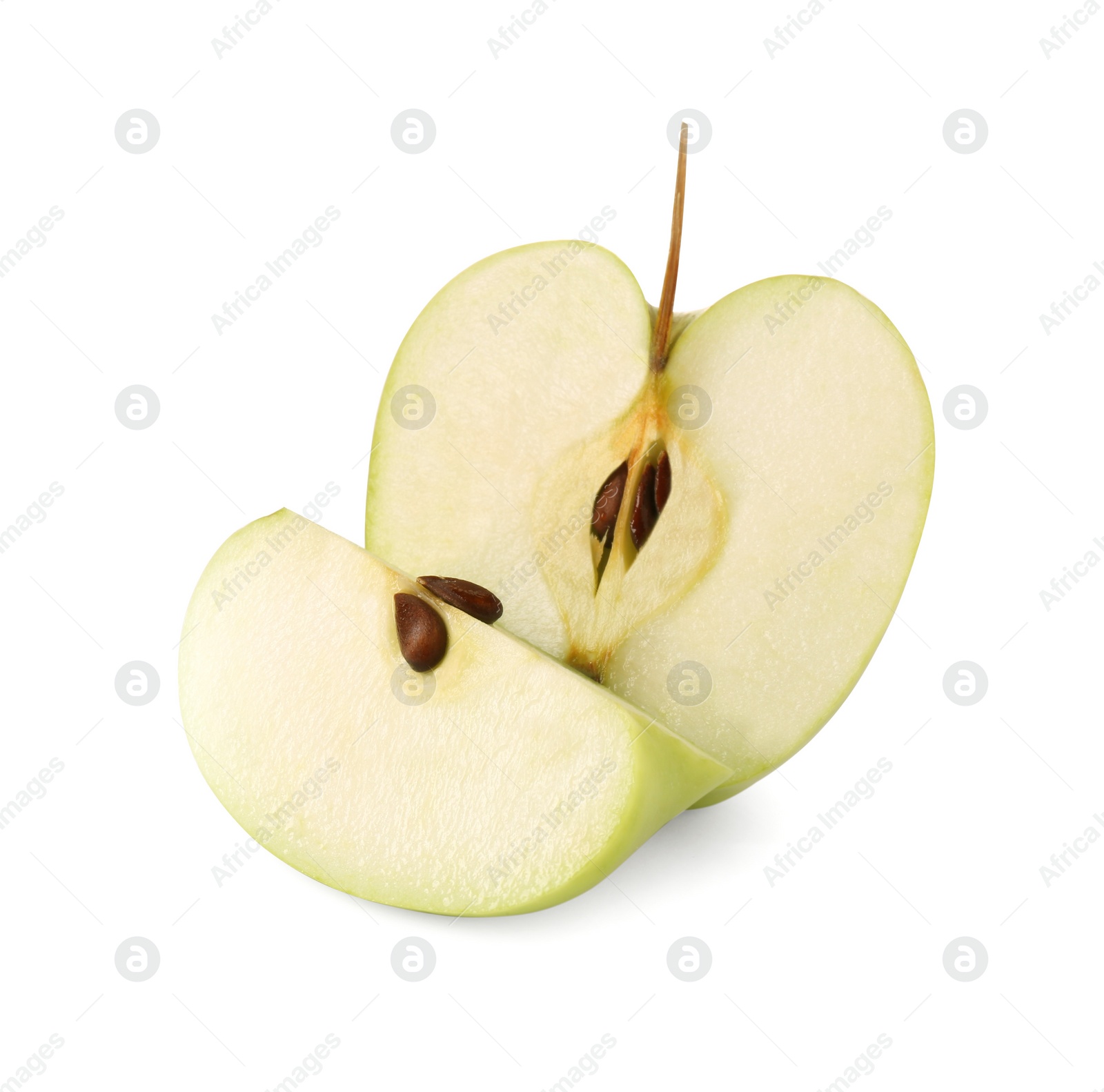 Photo of Tasty cut ripe apple isolated on white