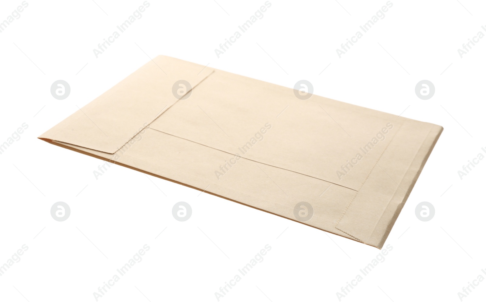 Photo of Kraft paper envelope isolated on white. Mail service