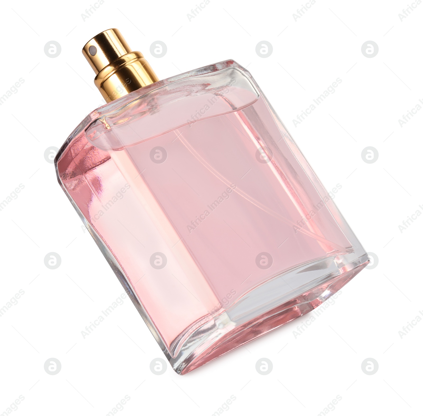 Photo of Luxury women`s perfume in bottle isolated on white