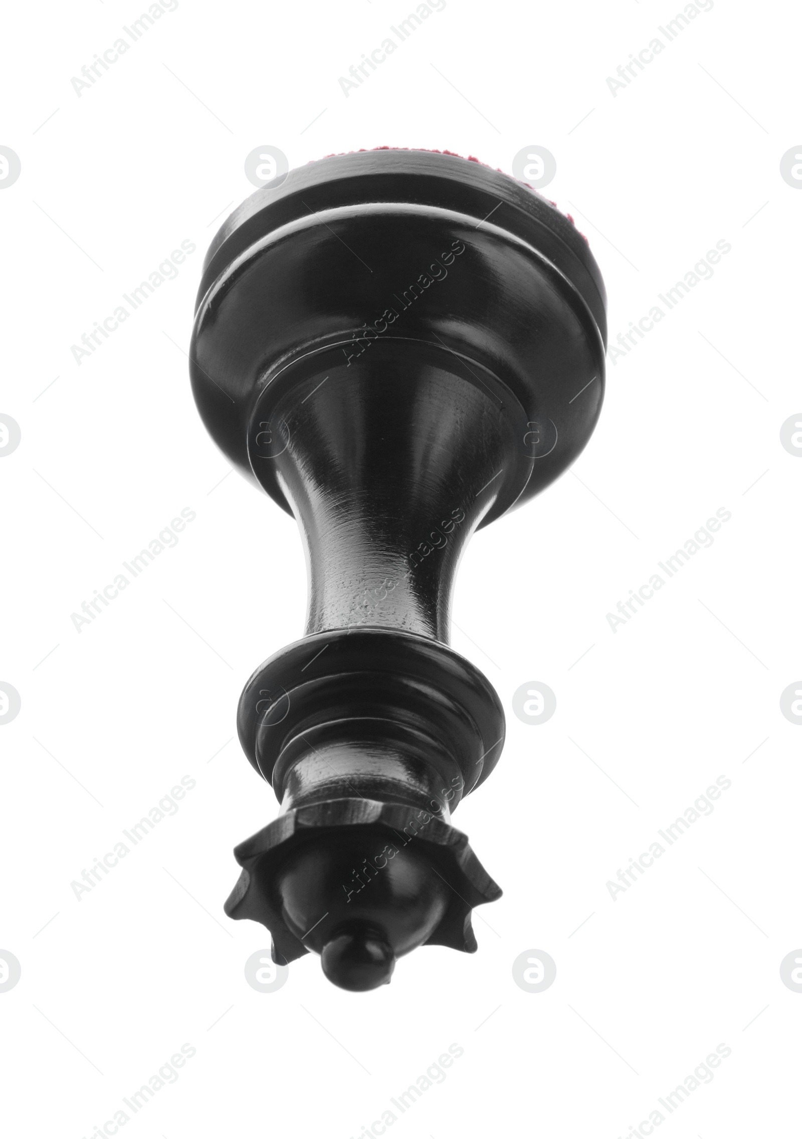 Photo of Black wooden chess queen isolated on white