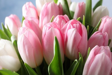 Photo of Big bouquet of beautiful tulips, closeup view