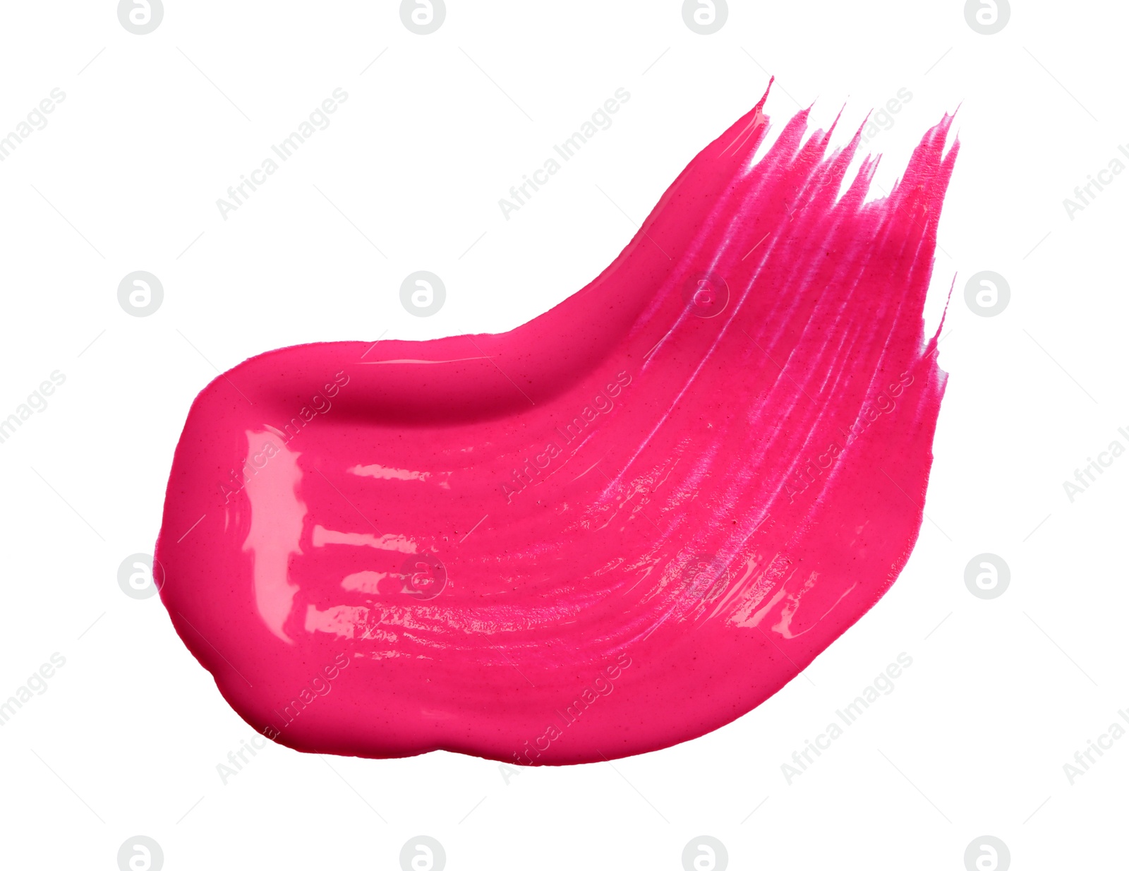 Photo of Abstract brushstroke of pink paint isolated on white