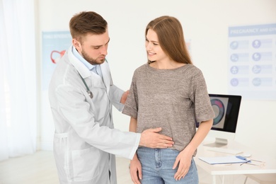 Photo of Gynecology consultation. Woman with her doctor in clinic