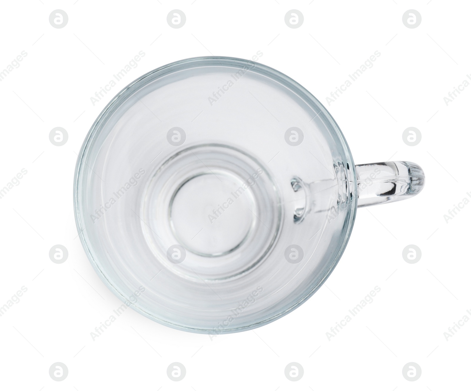 Photo of One clean glass cup isolated on white, top view