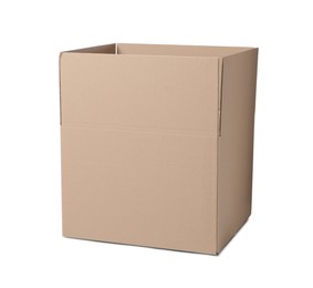 One open cardboard box isolated on white