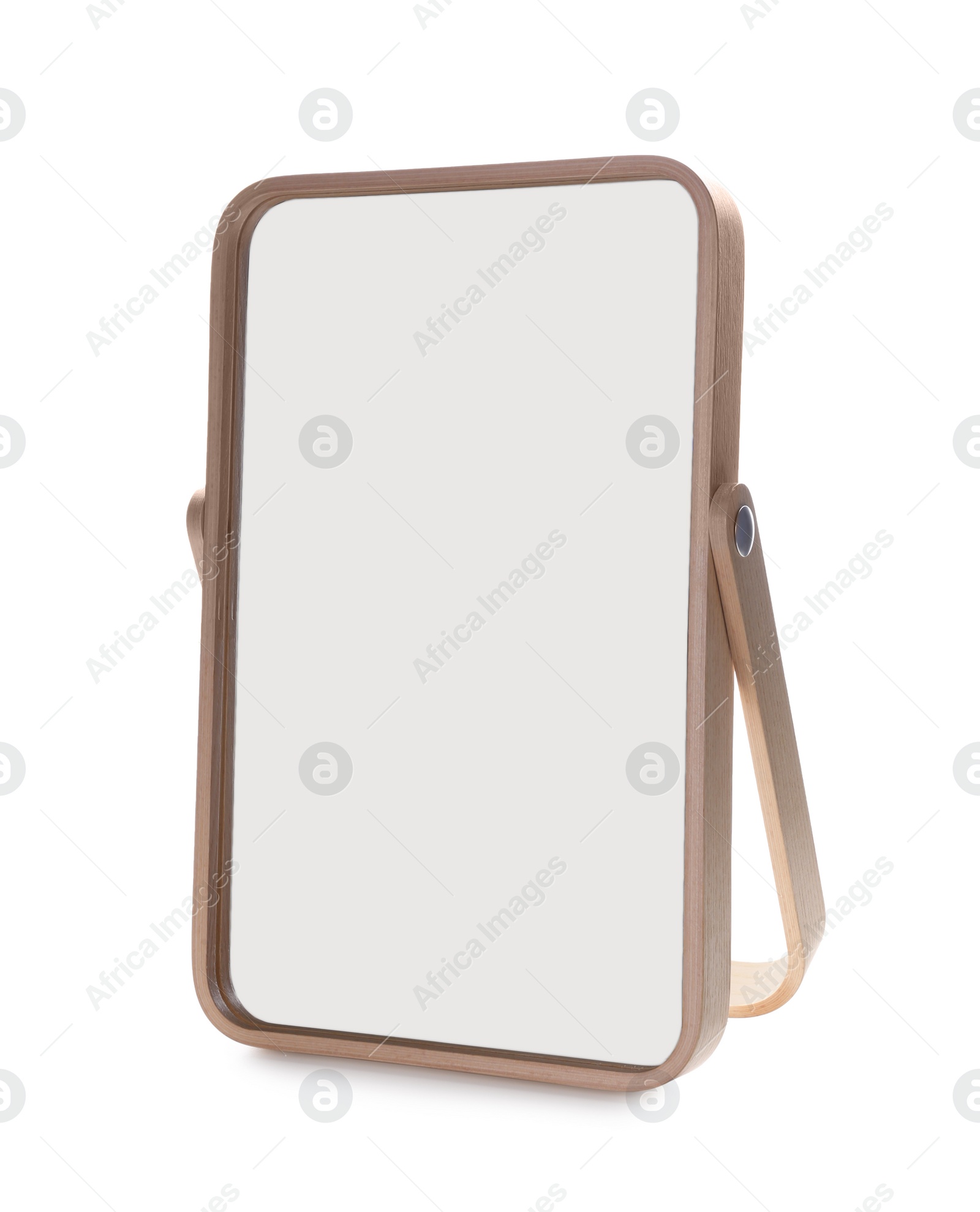 Photo of Small mirror on white background