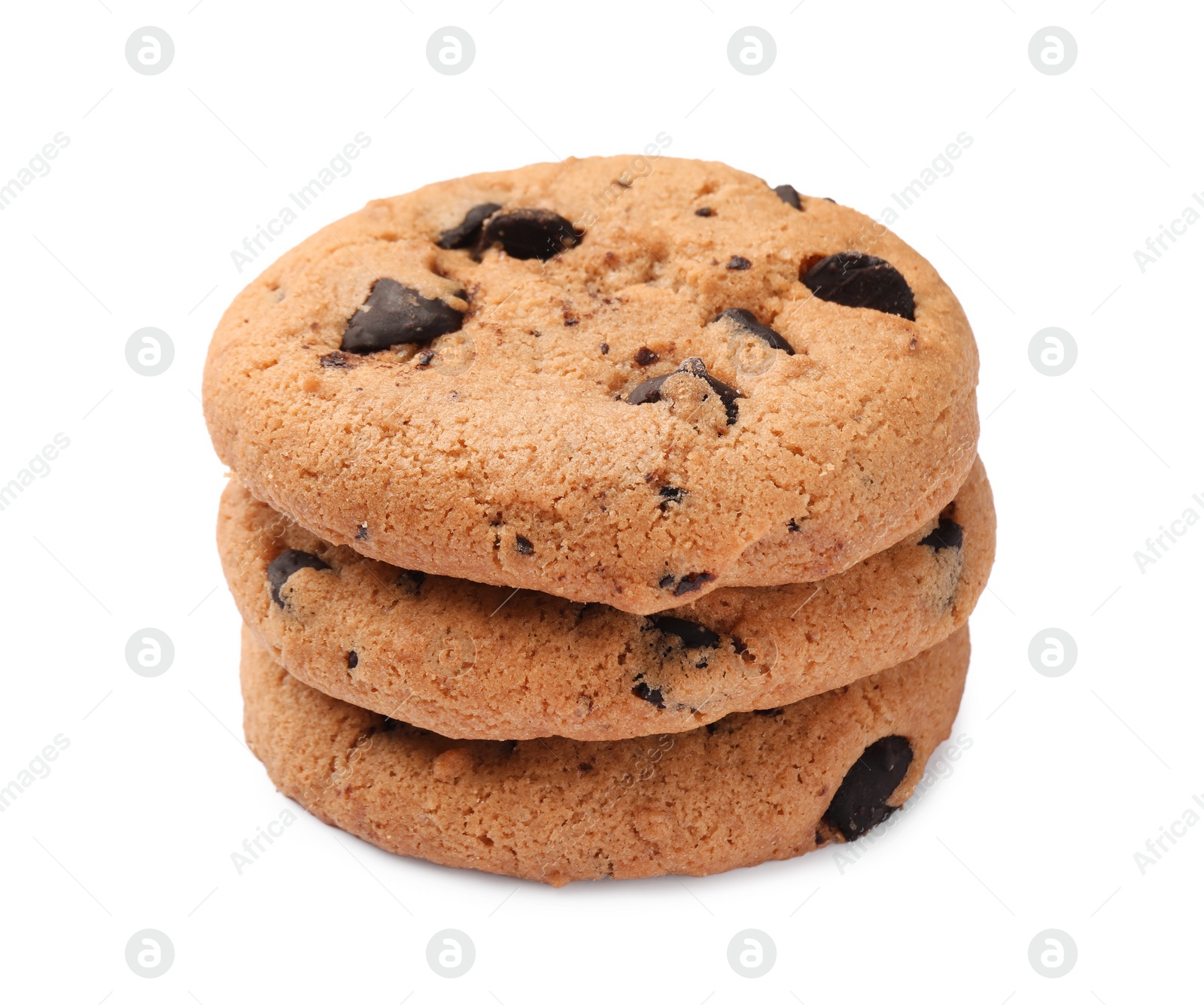 Photo of Delicious chocolate chip cookies isolated on white