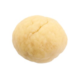Making shortcrust pastry. Raw dough ball isolated on white, top view