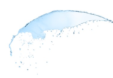 Photo of Splash of clear water on white background
