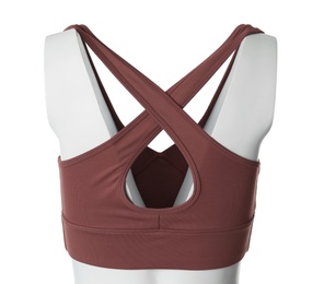 Pale red women's top isolated on white. Sports clothing