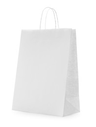 Photo of Blank paper bag on white background. Space for design