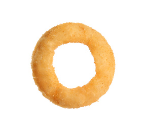 Delicious golden onion ring isolated on white