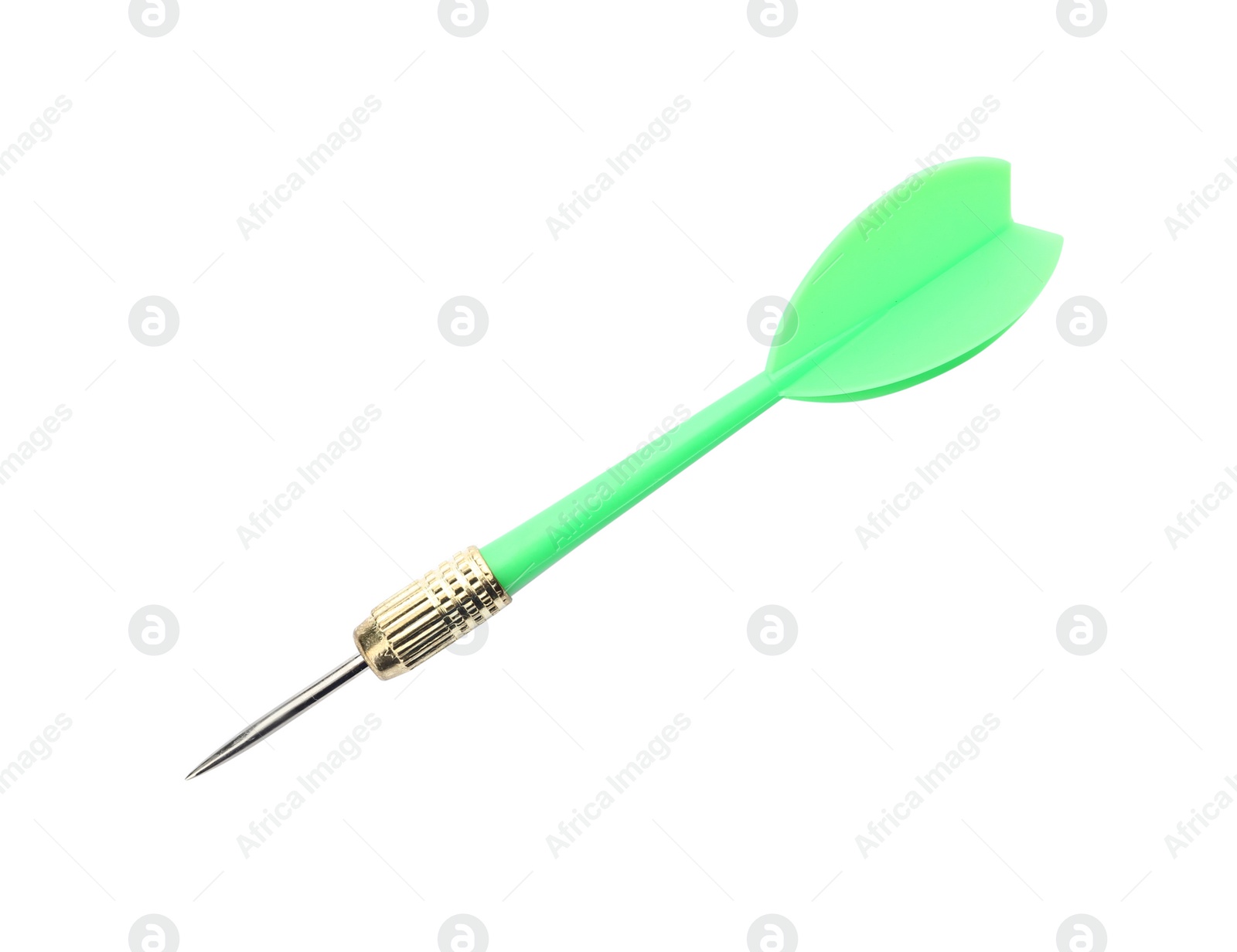 Photo of Single sharp green dart isolated on white