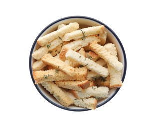 Photo of Delicious hard chucks in bowl on white background, top view