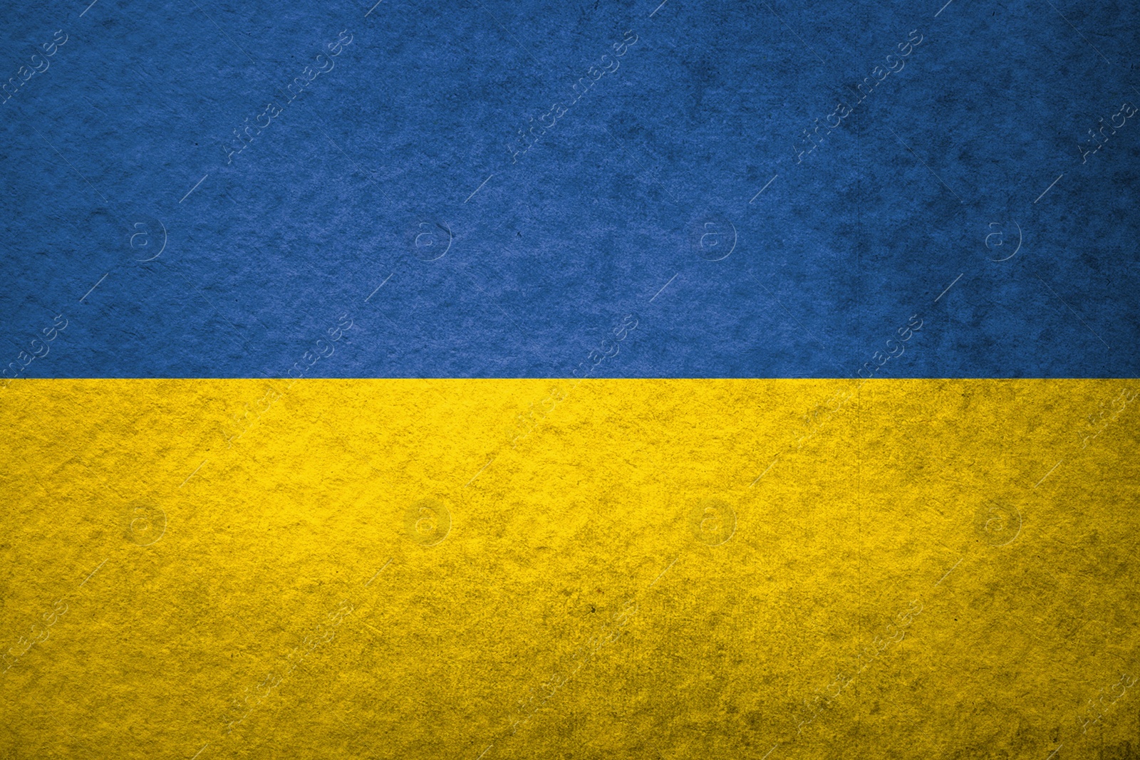 Image of National flag of Ukraine painted on old paper