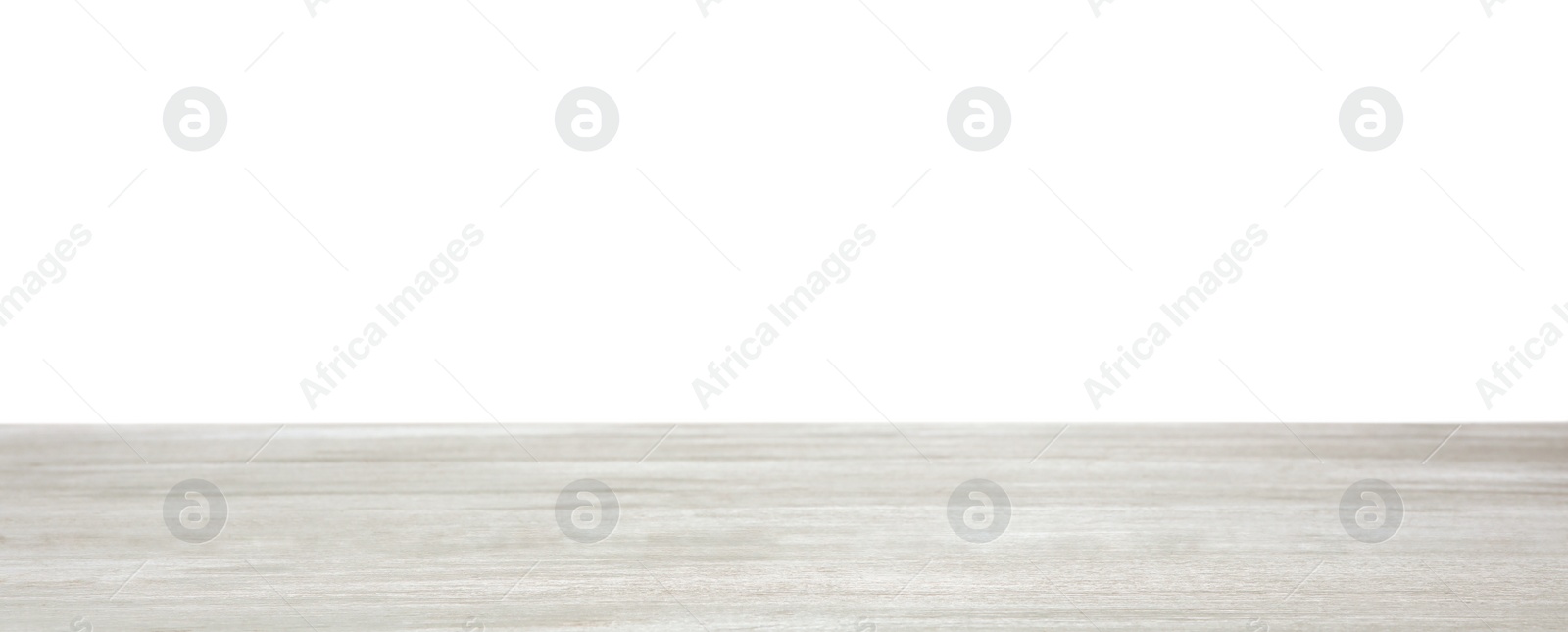 Photo of Empty wooden surface isolated on white. Mockup for design
