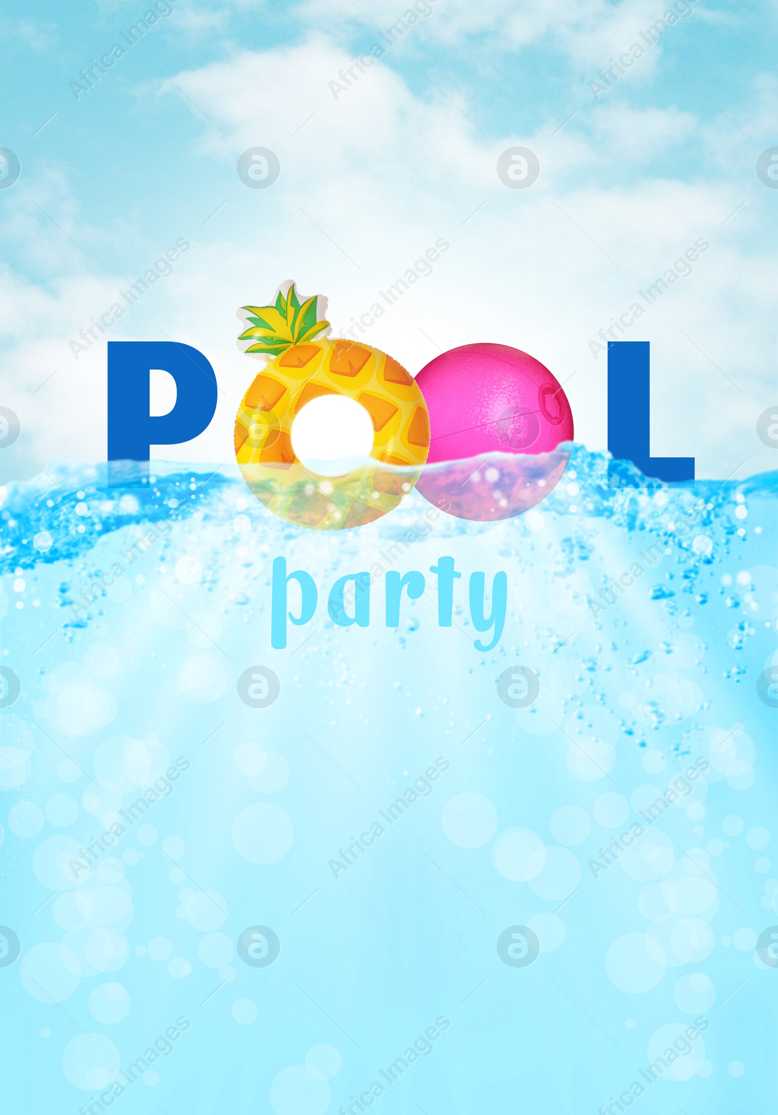 Image of Bright summer swimming pool party advertising poster